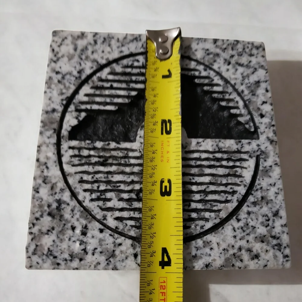 4 Marble Mountain Scape Summit Drink Coaster Set Rubber Back 4 Inch Black Grey